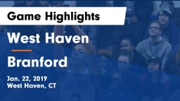 West Haven  vs Branford  Game Highlights - Jan. 22, 2019