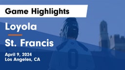 Loyola  vs St. Francis  Game Highlights - April 9, 2024