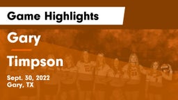 Gary  vs Timpson  Game Highlights - Sept. 30, 2022