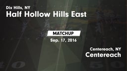 Matchup: Half Hollow Hills E vs. Centereach  2016