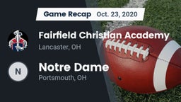 Recap: Fairfield Christian Academy  vs. Notre Dame  2020