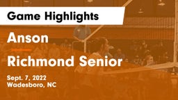 Anson  vs Richmond Senior  Game Highlights - Sept. 7, 2022