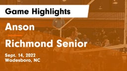 Anson  vs Richmond Senior  Game Highlights - Sept. 14, 2022