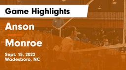 Anson  vs Monroe  Game Highlights - Sept. 15, 2022