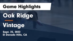 Oak Ridge  vs Vintage  Game Highlights - Sept. 25, 2022