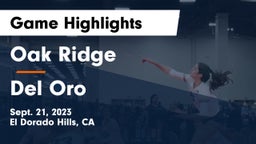 Oak Ridge  vs Del Oro  Game Highlights - Sept. 21, 2023