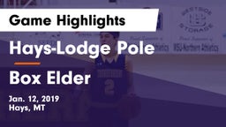 Hays-Lodge Pole  vs Box Elder  Game Highlights - Jan. 12, 2019
