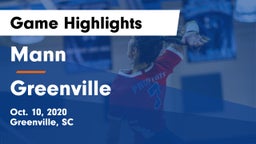 Mann  vs Greenville Game Highlights - Oct. 10, 2020