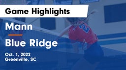 Mann  vs Blue Ridge Game Highlights - Oct. 1, 2022