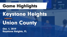 Keystone Heights  vs Union County  Game Highlights - Oct. 1, 2019