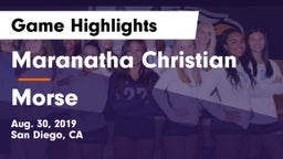 Maranatha Christian  vs Morse  Game Highlights - Aug. 30, 2019