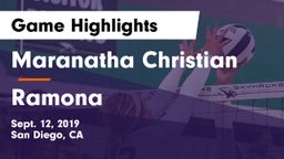 Maranatha Christian  vs Ramona  Game Highlights - Sept. 12, 2019