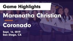 Maranatha Christian  vs Coronado Game Highlights - Sept. 16, 2019