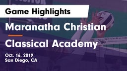 Maranatha Christian  vs Classical Academy  Game Highlights - Oct. 16, 2019