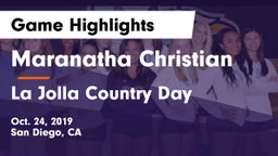 Maranatha Christian  vs La Jolla Country Day  Game Highlights - Oct. 24, 2019