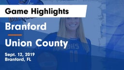 Branford  vs Union County  Game Highlights - Sept. 12, 2019