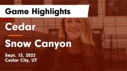 Cedar  vs Snow Canyon  Game Highlights - Sept. 13, 2022