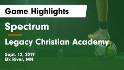 Spectrum  vs Legacy Christian Academy Game Highlights - Sept. 12, 2019