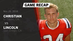 Recap: Christian  vs. Lincoln  2016