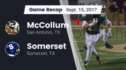 Recap: McCollum  vs. Somerset  2017