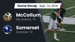 Recap: McCollum  vs. Somerset  2018