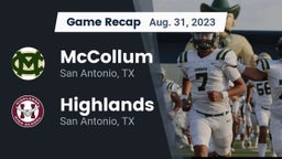 Recap: McCollum  vs. Highlands  2023
