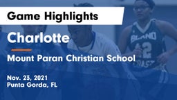 Charlotte  vs Mount Paran Christian School Game Highlights - Nov. 23, 2021