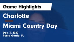 Charlotte  vs Miami Country Day  Game Highlights - Dec. 3, 2022