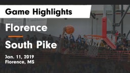 Florence  vs South Pike  Game Highlights - Jan. 11, 2019