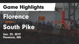 Florence  vs South Pike  Game Highlights - Jan. 29, 2019