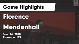 Florence  vs Mendenhall  Game Highlights - Jan. 14, 2020