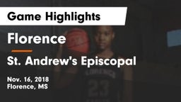 Florence  vs St. Andrew's Episcopal Game Highlights - Nov. 16, 2018