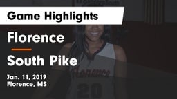 Florence  vs South Pike  Game Highlights - Jan. 11, 2019