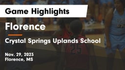 Florence  vs Crystal Springs Uplands School Game Highlights - Nov. 29, 2023