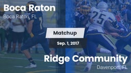 Matchup: Boca Raton Comm. HS vs. Ridge Community  2017