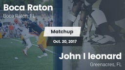 Matchup: Boca Raton Comm. HS vs. John I leonard 2017