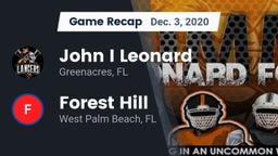 Recap: John I Leonard  vs. Forest Hill  2020