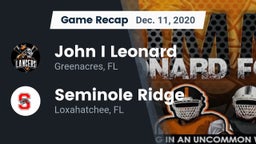 Recap: John I Leonard  vs. Seminole Ridge  2020