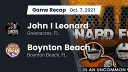 Recap: John I Leonard  vs. Boynton Beach  2021
