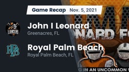 Recap: John I Leonard  vs. Royal Palm Beach  2021