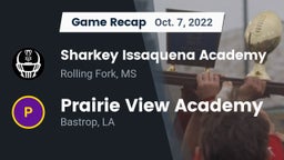 Recap: Sharkey Issaquena Academy  vs. Prairie View Academy  2022