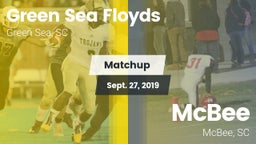 Matchup: Green Sea Floyds vs. McBee  2019