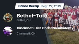 Recap: Bethel-Tate  vs. Cincinnati Hills Christian Academy 2019