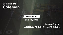 Matchup: Coleman vs. CARSON CITY- CRYSTAL  2016