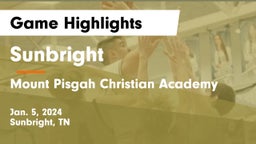 Sunbright  vs Mount Pisgah Christian Academy Game Highlights - Jan. 5, 2024