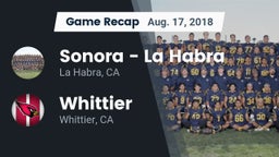 Recap: Sonora  - La Habra vs. Whittier  2018