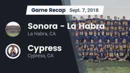 Recap: Sonora  - La Habra vs. Cypress  2018