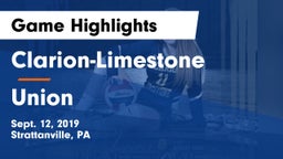Clarion-Limestone  vs Union  Game Highlights - Sept. 12, 2019
