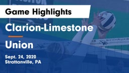 Clarion-Limestone  vs Union  Game Highlights - Sept. 24, 2020