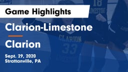 Clarion-Limestone  vs Clarion  Game Highlights - Sept. 29, 2020